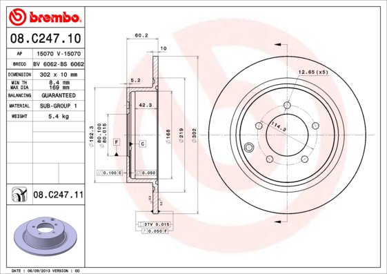 BREMBO brzdový kotúč 08.C247.11, súprava 2 ks