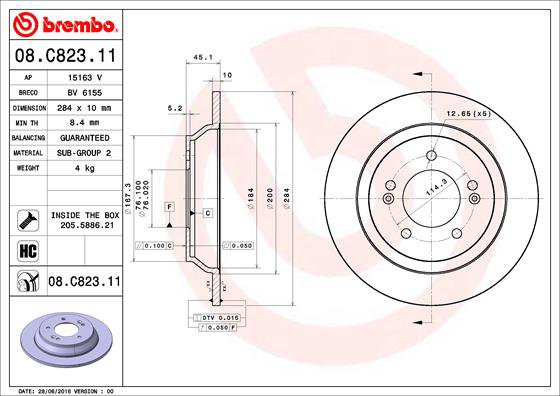 BREMBO brzdový kotúč 08.C823.11, súprava 2 ks