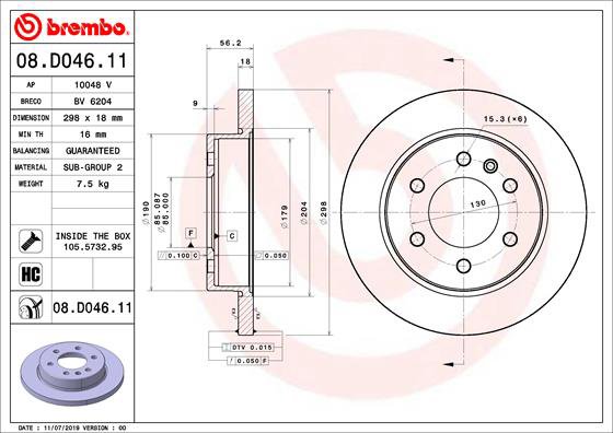 BREMBO brzdový kotúč 08.D046.11, súprava 2 ks