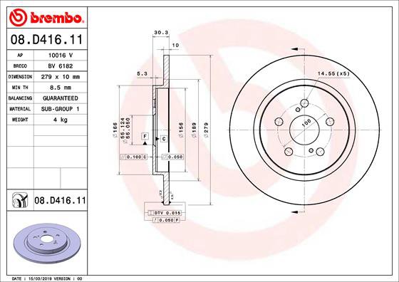 BREMBO brzdový kotúč 08.D416.11, súprava 2 ks