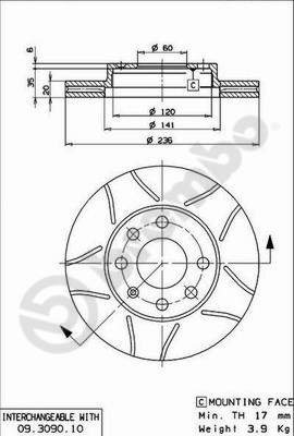 BREMBO brzdový kotúč 09.3090.75, súprava 2 ks