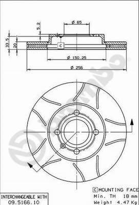 BREMBO brzdový kotúč 09.5166.75, súprava 2 ks
