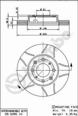 BREMBO brzdový kotúč 09.5285.75, súprava 2 ks