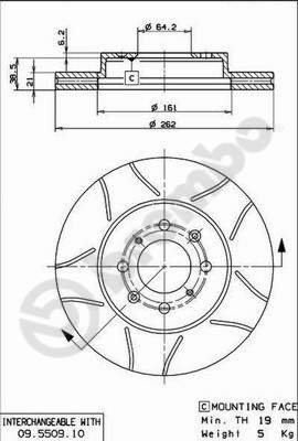 BREMBO brzdový kotúč 09.5509.75, súprava 2 ks