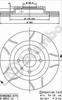 BREMBO brzdový kotúč 09.8903.75, súprava 2 ks