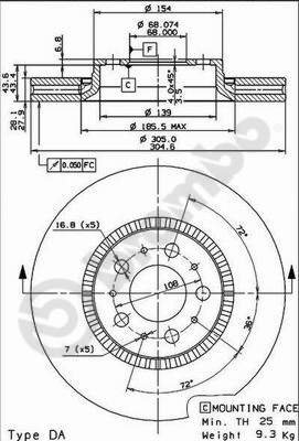 BREMBO brzdový kotúč 09.9130.75, súprava 2 ks