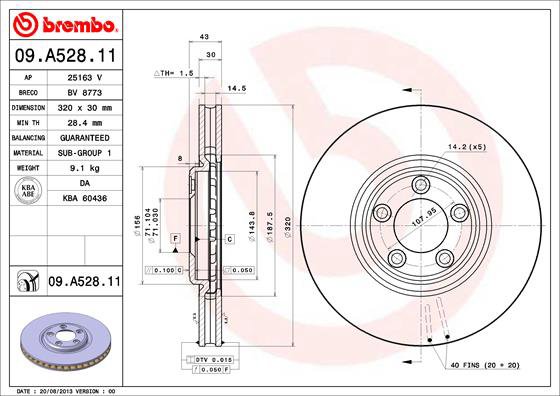 BREMBO brzdový kotúč 09.A528.11, súprava 2 ks