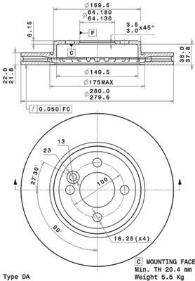 BREMBO brzdový kotúč 09.A761.11, súprava 2 ks