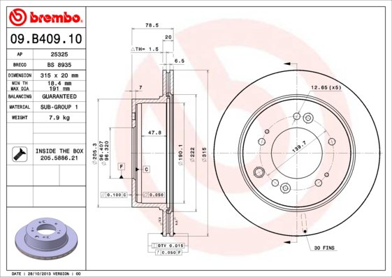 BREMBO brzdový kotúč 09.B409.10, sada 2 ks