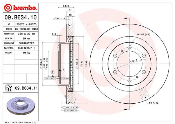 BREMBO brzdový kotúč 09.B634.11, sada 2 ks