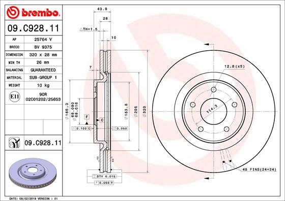 BREMBO brzdový kotúč 09.C928.11, súprava 2 ks