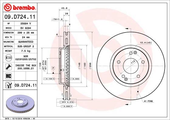 BREMBO brzdový kotúč 09.D724.11, súprava 2 ks