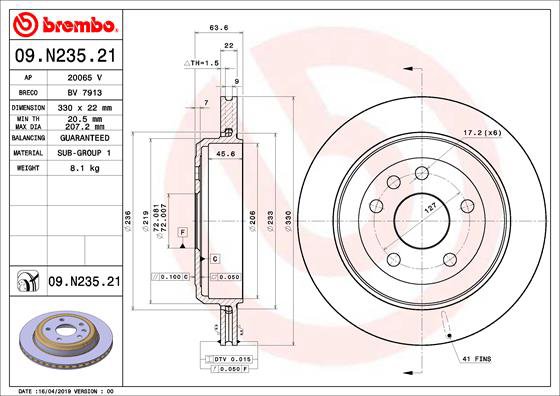 BREMBO brzdový kotúč 09.N235.21, súprava 2 ks