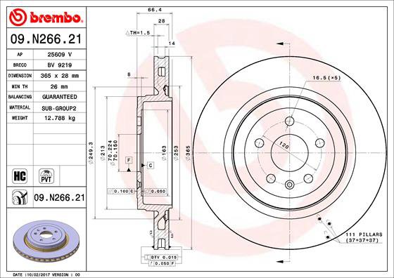 BREMBO brzdový kotúč 09.N266.21, súprava 2 ks