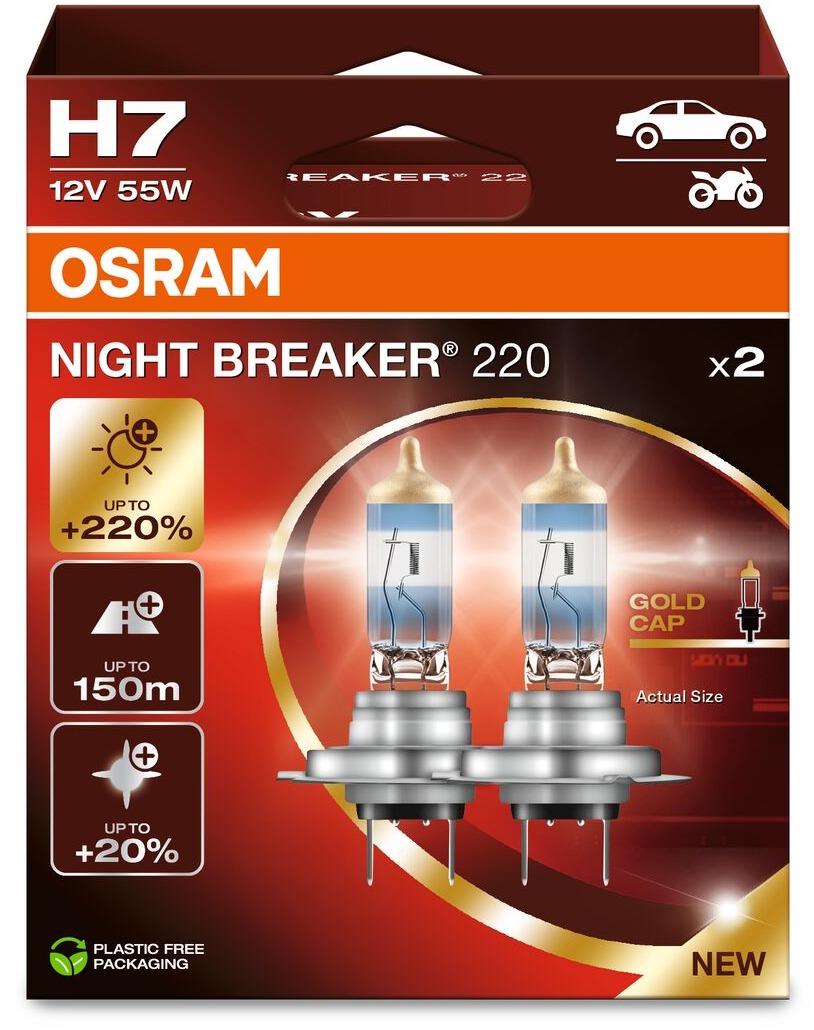 OSRAM H7 Night Breaker 220, +220 %, Duo Box