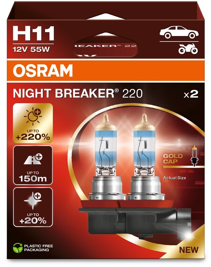 OSRAM H11 Night Breaker 220, +220 %, Duo Box