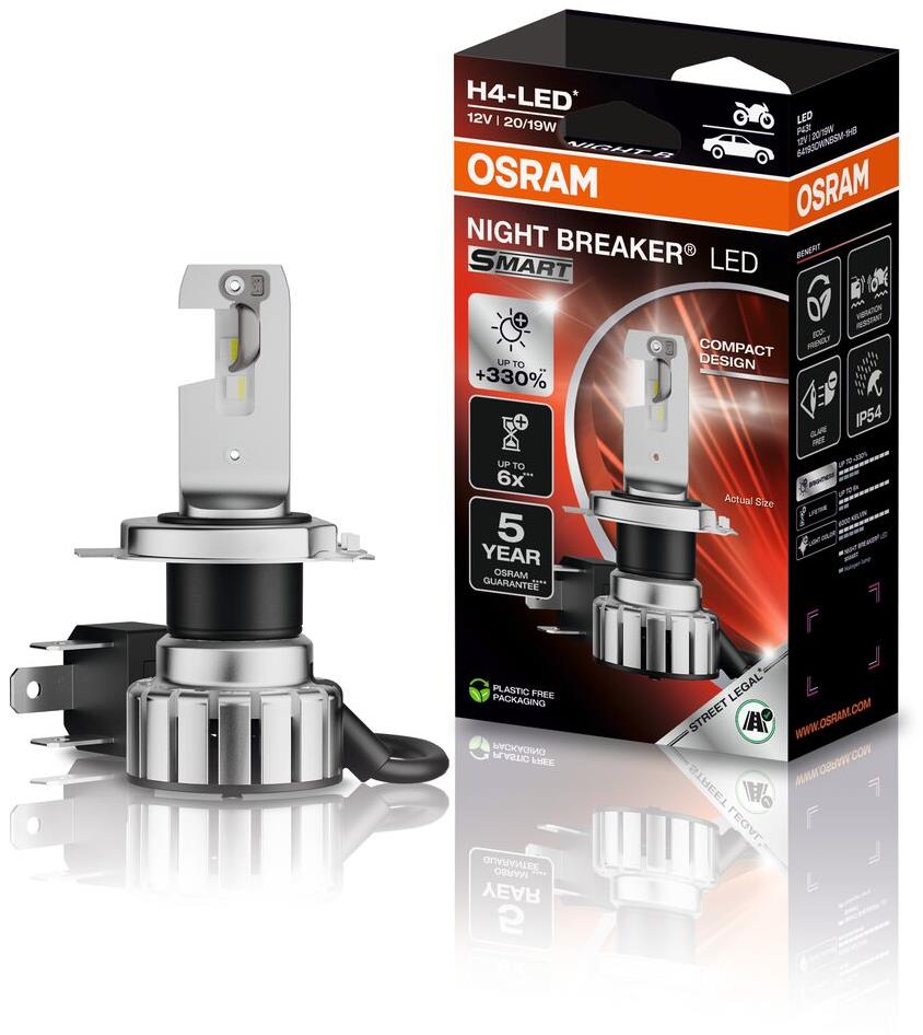 OSRAM NIGHT BREAKER LED SMART H4 pre motocykle, +330 % viac jasu