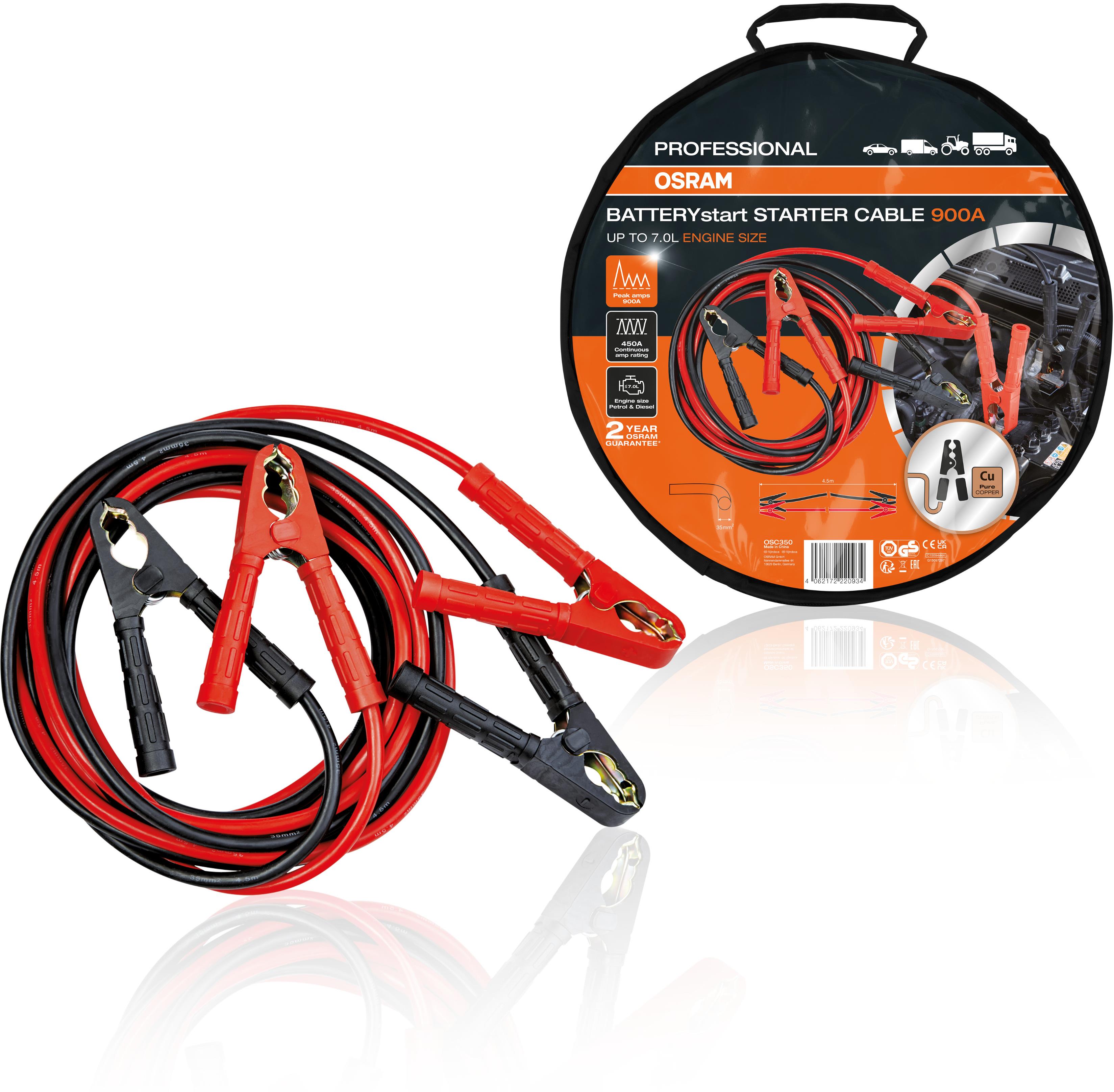 OSRAM štartovací kábel 12/24 V, 900 A, meď
