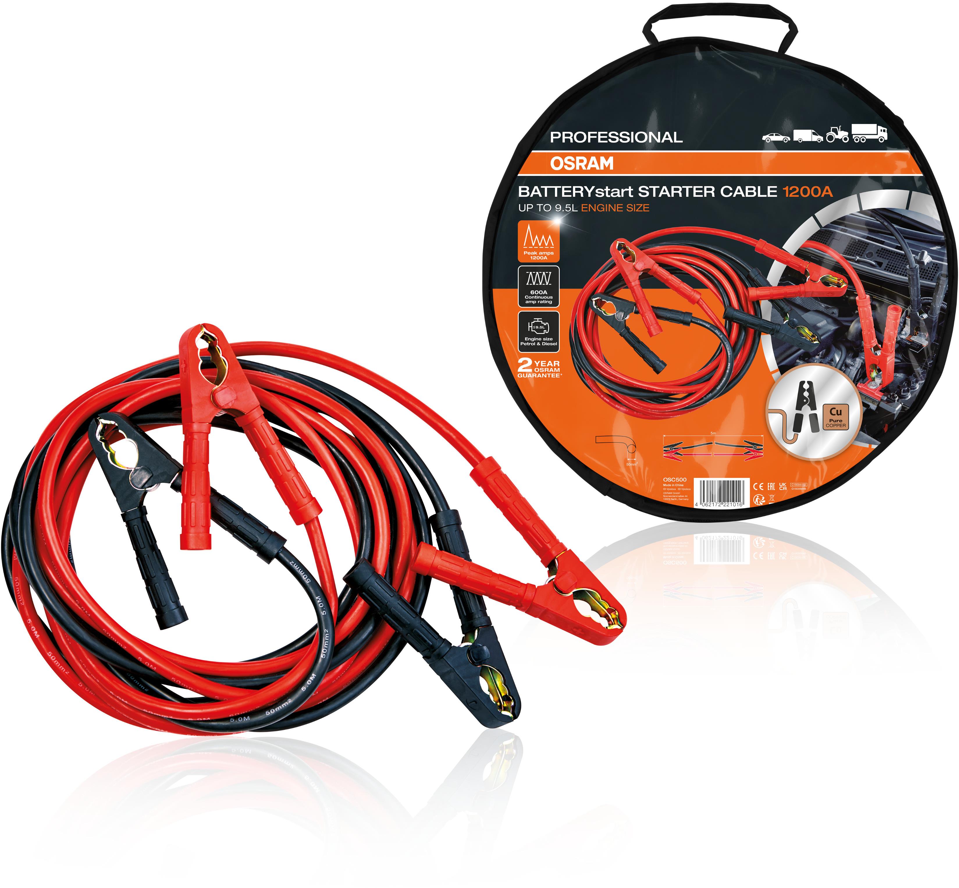 OSRAM štartovací kábel 12/24 V, 1200 A, meď