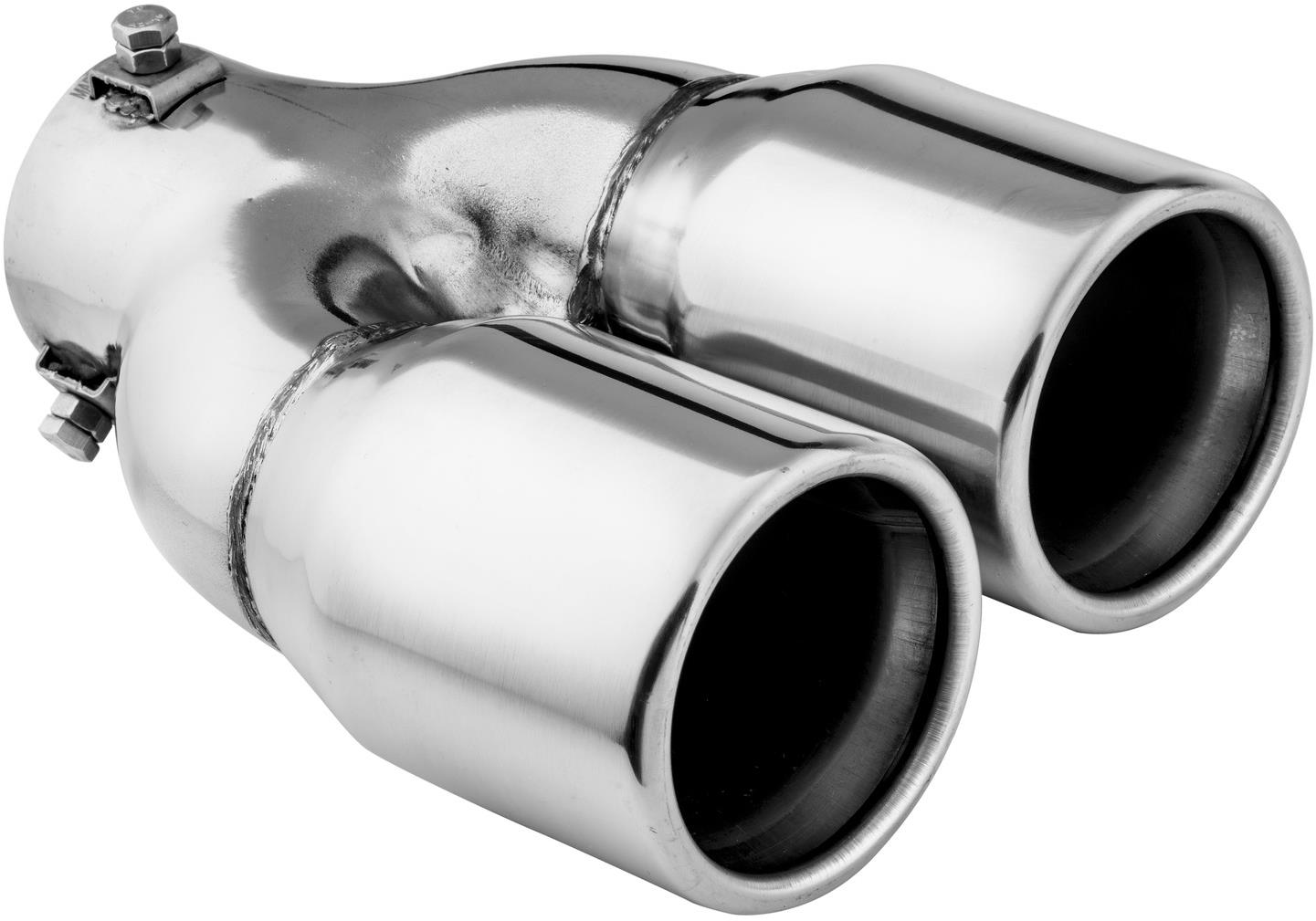 ASSO koncovka výfuku nehrdzavejúca oceľ dvojitá okrúhla, vonkajší priemer 2 × 76 mm, dĺžka 210 mm