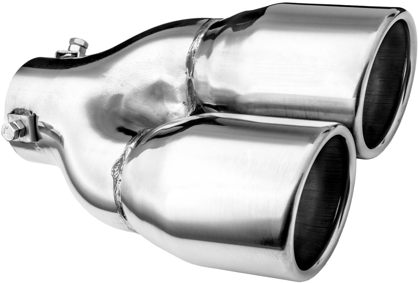 ASSO koncovka výfuku nehrdzavejúca oceľ dvojitá okrúhla, vonkajší priemer 2× 80 mm, dĺžka 210 mm