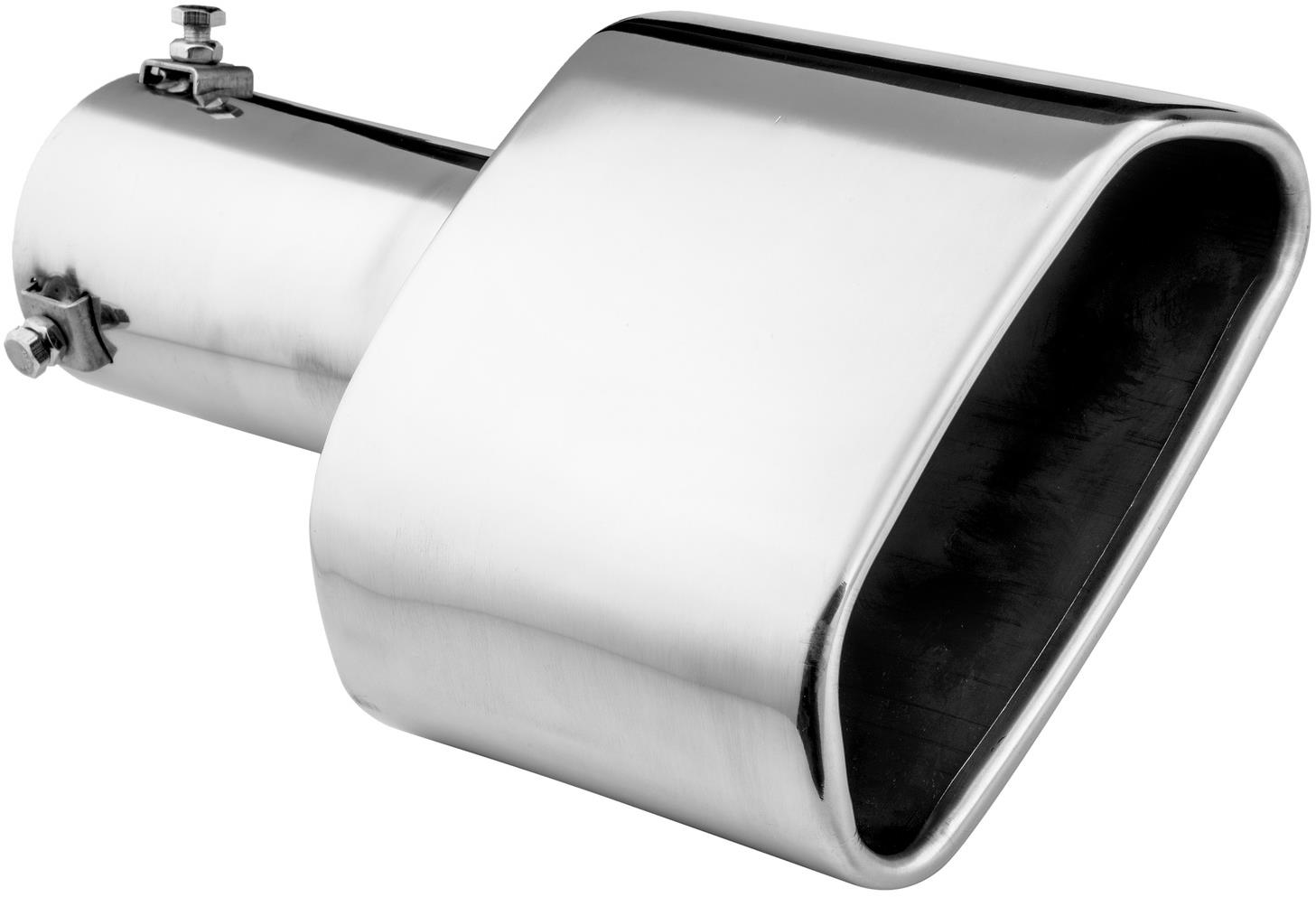 ASSO koncovka výfuku nehrdzavejúca oceľ lichobežníková, vonkajší priemer 155 × 70 mm, dĺžka 200 mm