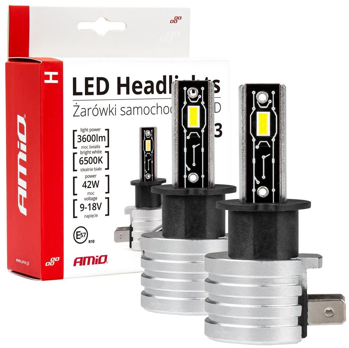 AMIO LED H3 12 V 42 W – biela 5×1, 5 W (pätica PK22s), sada 2 ks