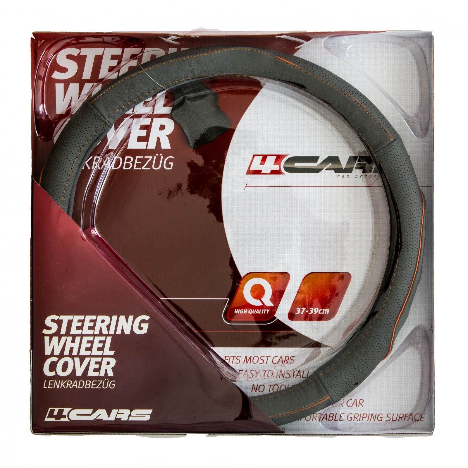 4CARS Šedý z pravej kože s oranžovým stehom