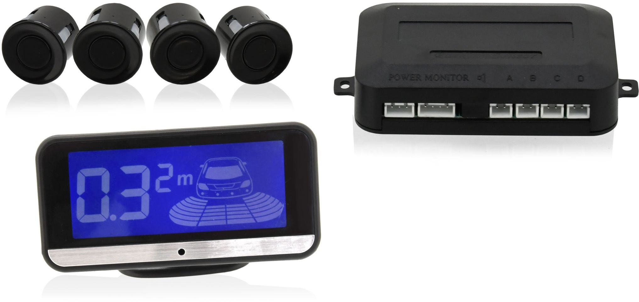 Parkovací asistent 4 senzory, displej LCD