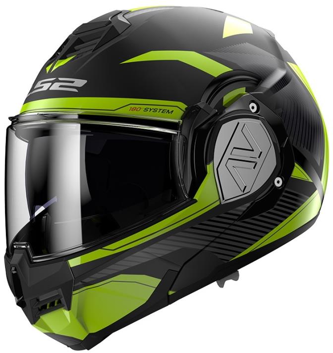 LS2 ADVANT REVO preklápacia prilba matná čierna/Hi-Vis žltá veľ. L