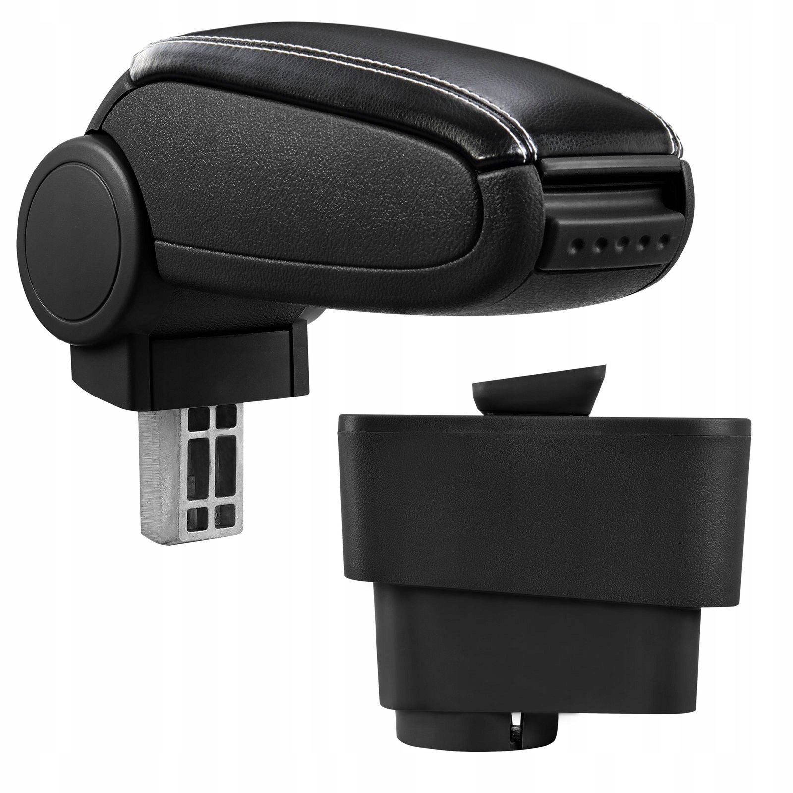 PROTEC – Lakťová opierka, Fiat Grande Punto / Evo, syntetická koža, čierna, biele prešívanie 2005 - 2012