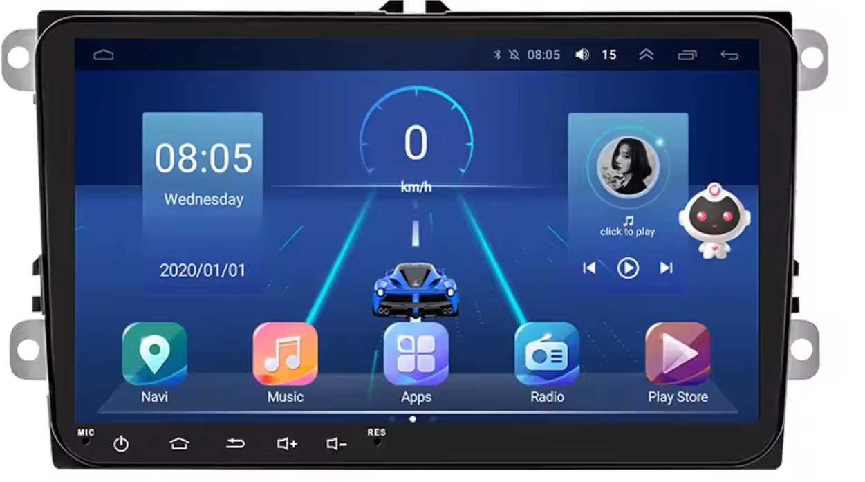 PODOFO Autorádio Volkswagen Passat B6 B7, Golf Plus 5 6, Caddy, Polo, Sharan Jetta, Android