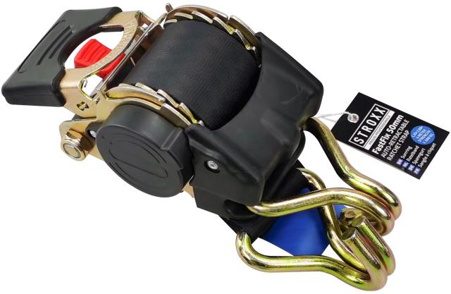 STROXX Upínací popruh s račňou 50 mm, automatické navíjanie, dĺžka 4 m