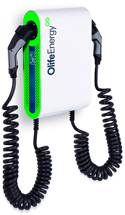 Olife Energy BASE 22 kW DoubleBox – 2× krútený kábel Typ 2, 4 m