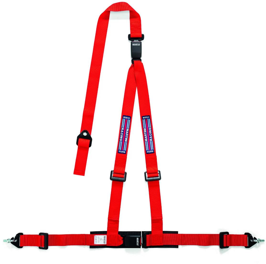 Sparco 3-bodový bezpečnostný pás CLUB H – 3M DUAL Martini Racing, homologácia ECE, farba červená
