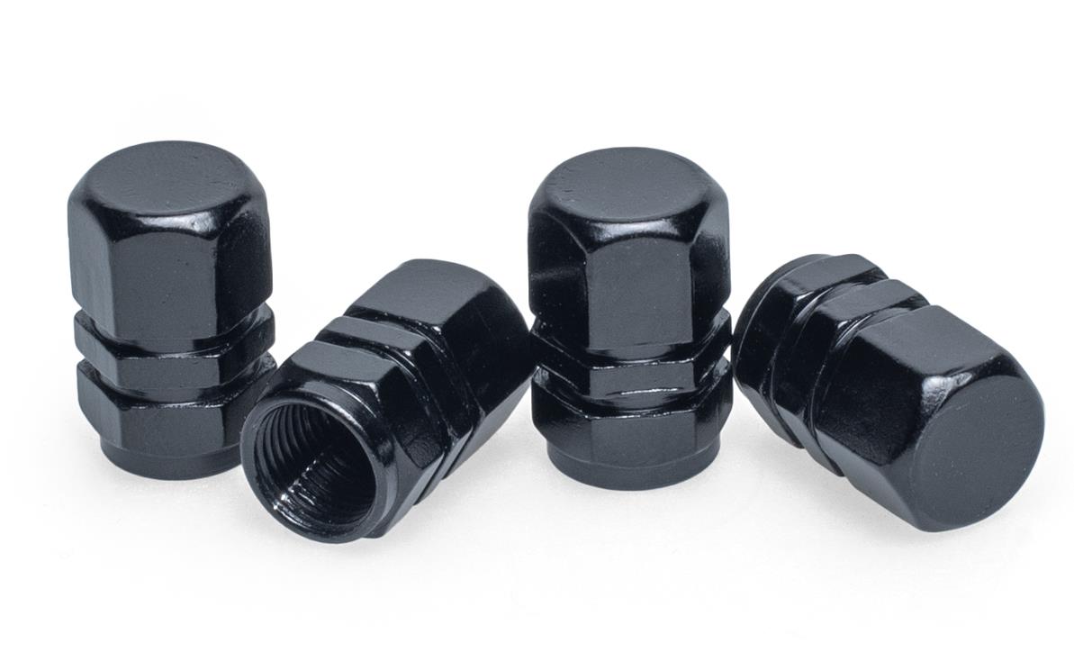 BYC Čiapočky ventilčekov ALU, 4 ks, čierne