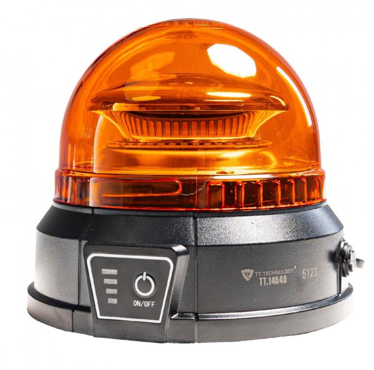 TT technology Výstražný AKU LED maják výdrž batérie až 16 h, montáž na magnet, oranžový, 12 – 24 V