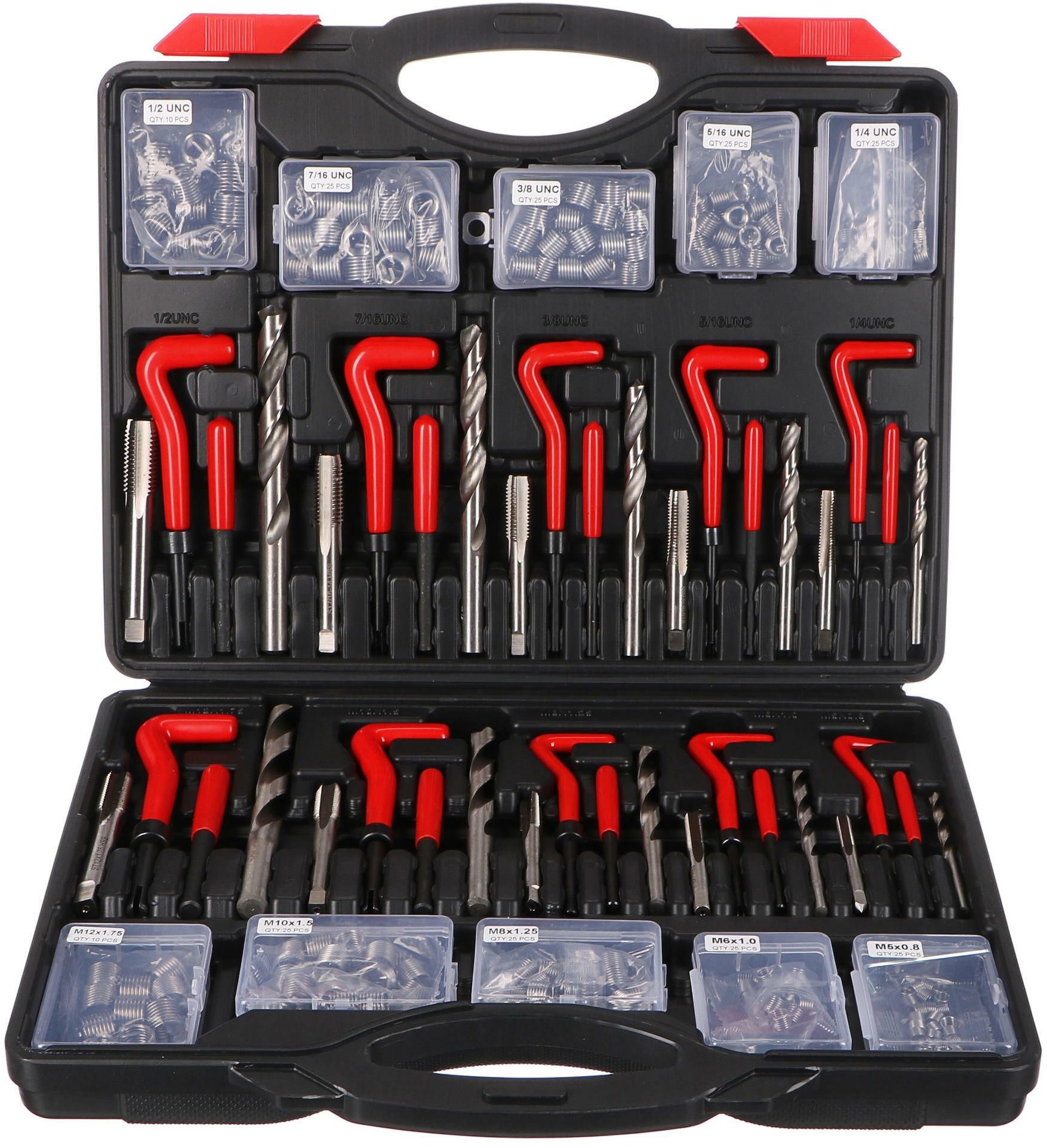 SIXTOL Súprava na opravu závitov Mechanic Thread Set 261, M5 - M12, 1/4 UNC – 1/2 UNC, 261 ks