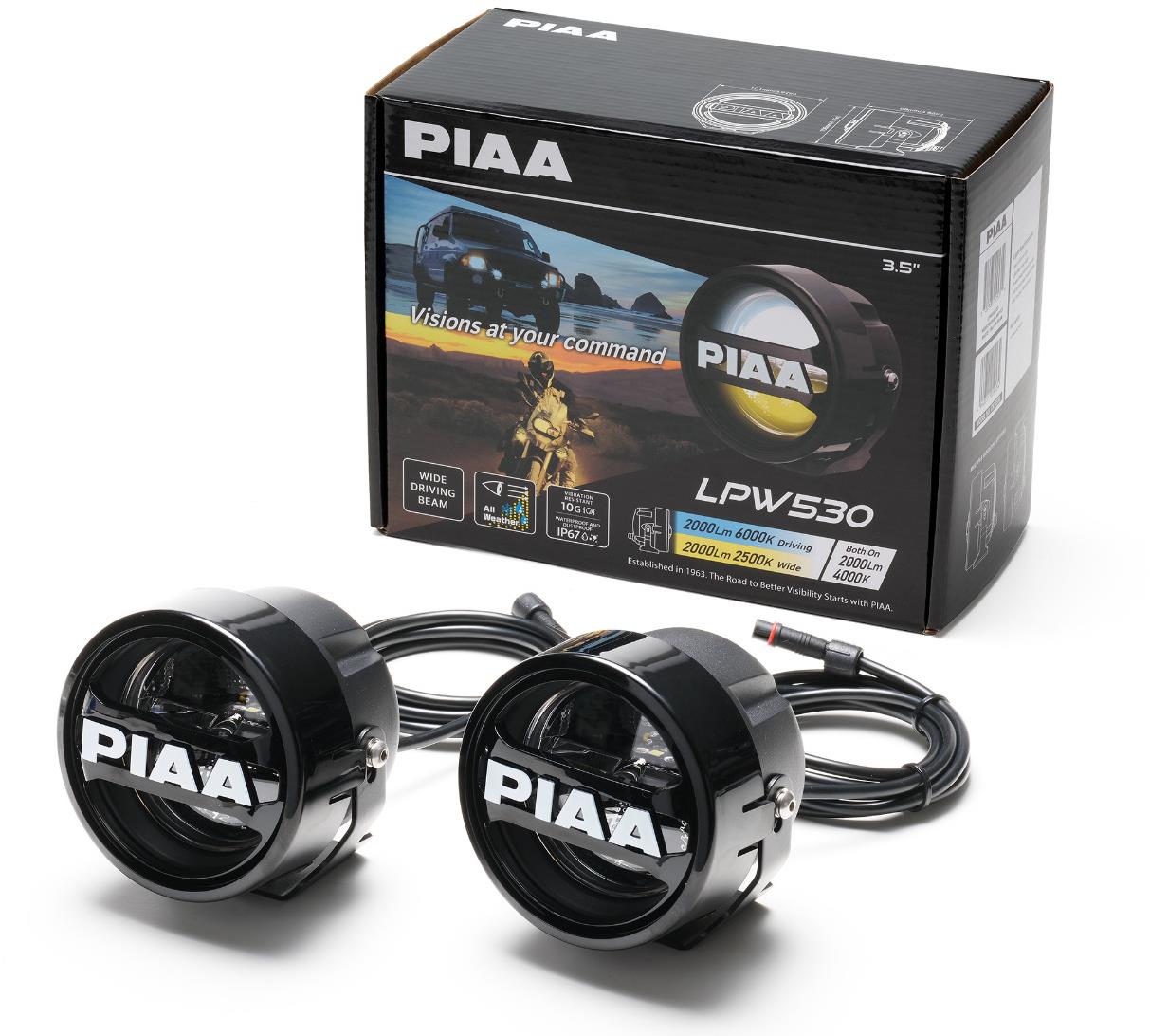 PIAA LPW530 prídavné biele/žlté (prepínacie) diaľkové okrúhle LED svetlomety