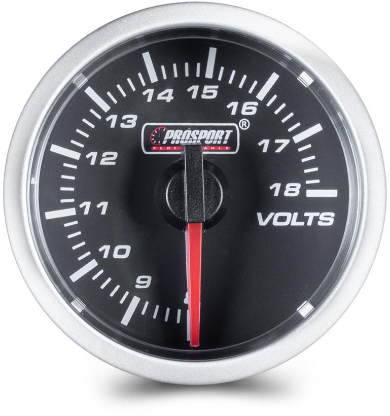 Prosport Performance Prídavný budík radu Clear Lens, meraná hodnota voltmeter