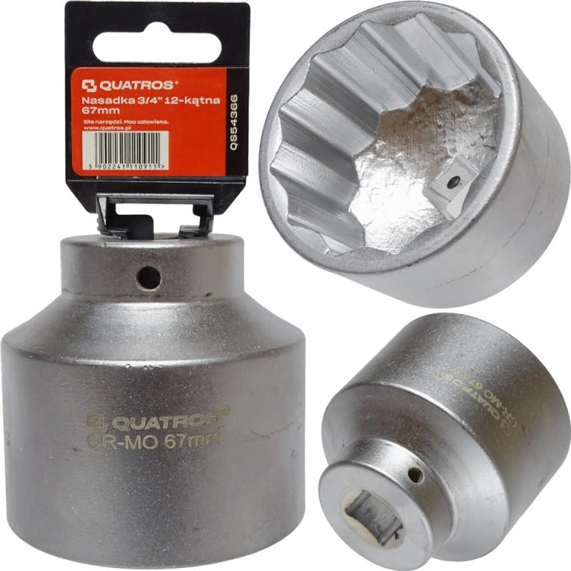 QUATROS Nástrčná hlavica na poloosi Iveco Quatros QS54366, 3/4", 12-hranná 67 mm