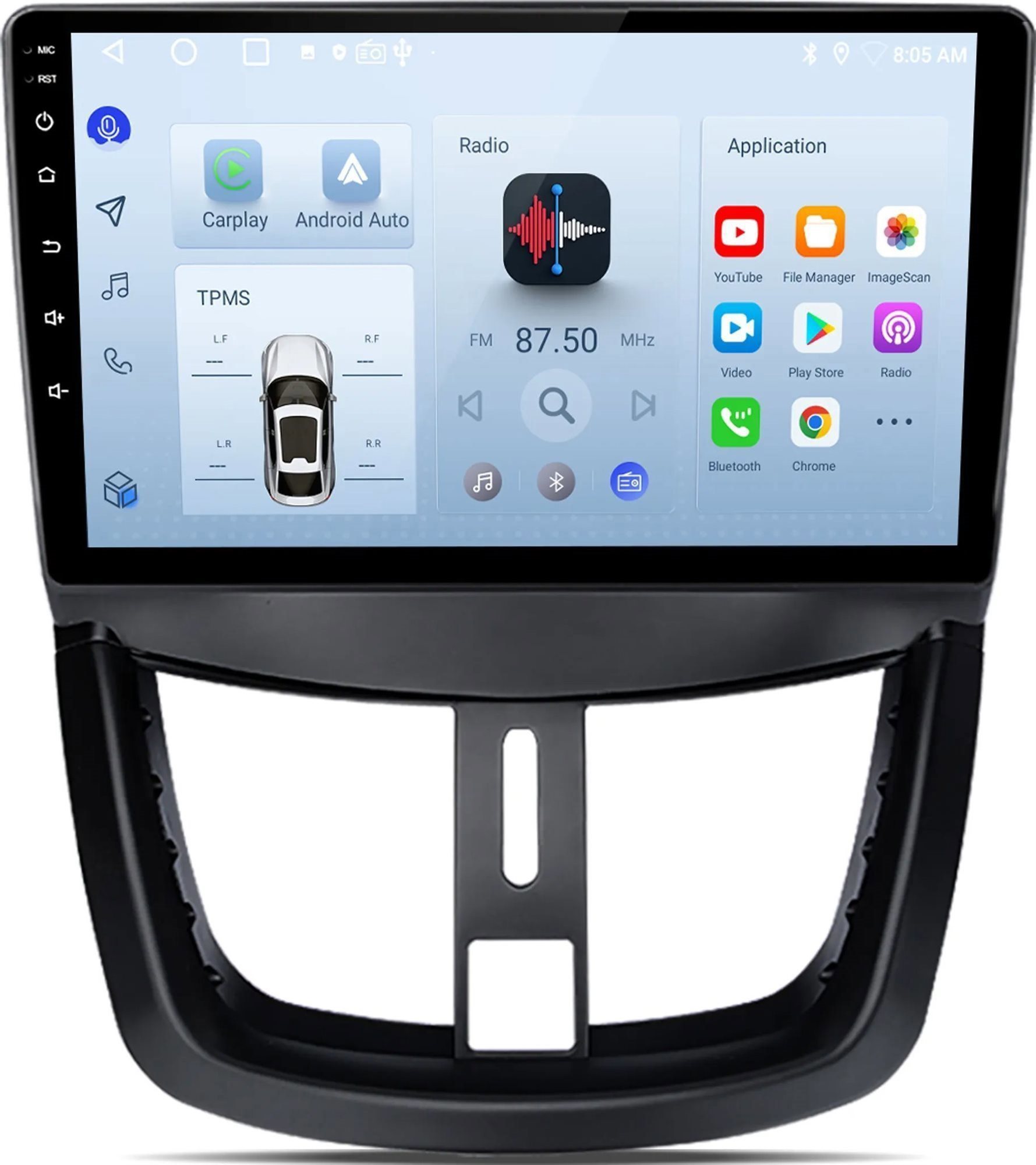 Ossuret Autorádio Peugeot 207 od 2006, CarPlay, Android, Bluetooth, GPS, DSP, DAB+, RDS, WiFi