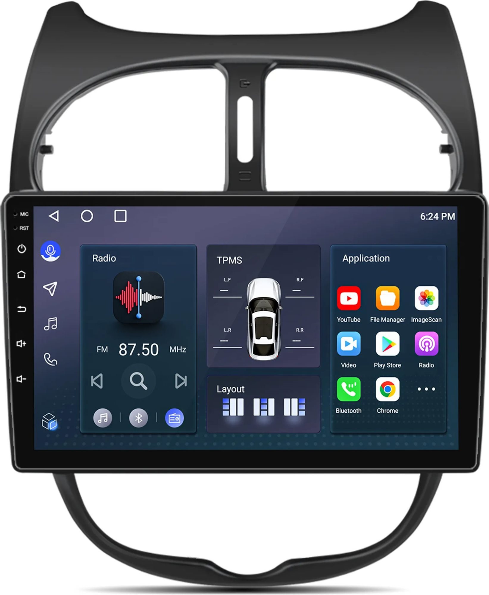 Ossuret Autorádio Peugeot 206 od 1998, CarPlay, Android, GPS, WiFi, DSP, DAB, Bluetooth