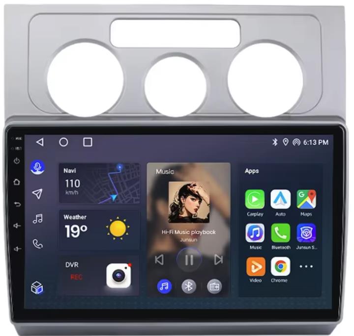 Ossuret VW Touran 2003 – 2018 s CarPlay, Android Auto, GPS Navigácia – strieborný rámček