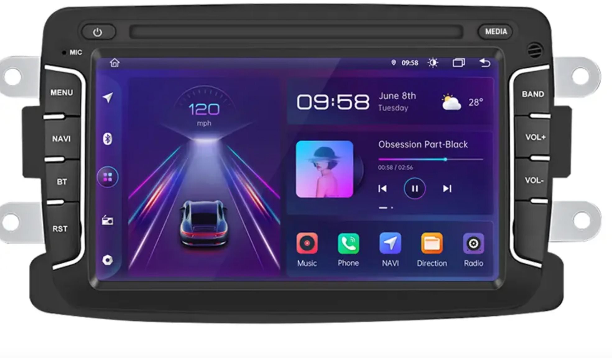 Junsun 2 din Autorádio pre Dacia Sandero, Duster, Logan, Dokker Android s GPS navigáciou, WiFi, USB