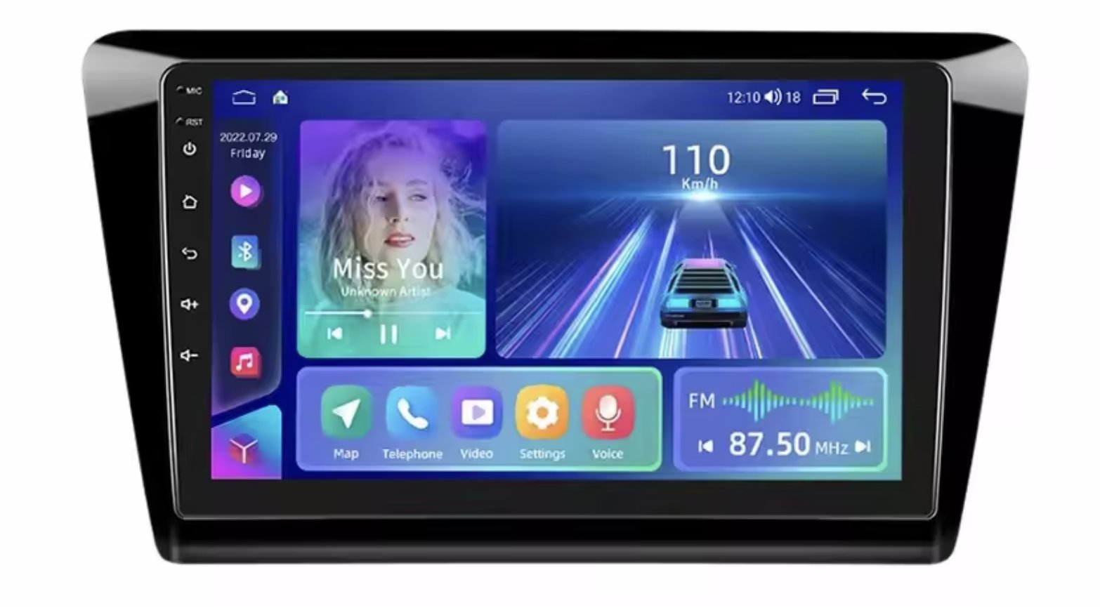 Ossuret Autorádio Škoda Rapid a Seat Toledo 2013 – 2019, Navigácia, CarPlay, lesklý rámik