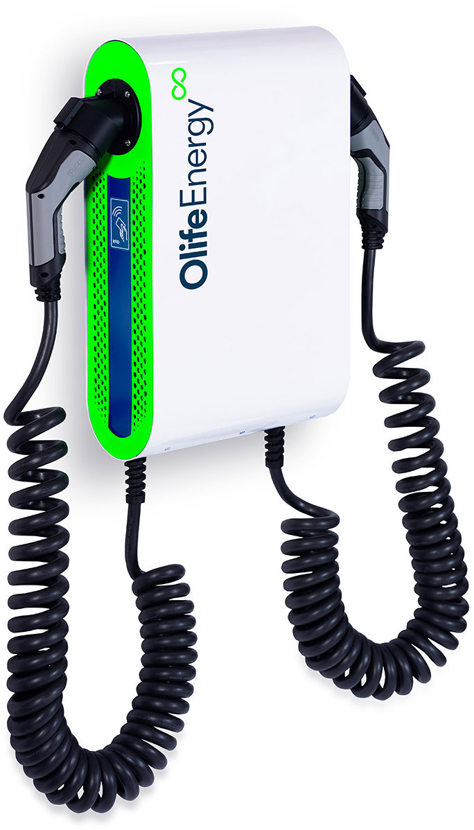 Olife Energy DoubleBox AC 22 kW – Solar – 2 krútené káble Typ 2, 4 m