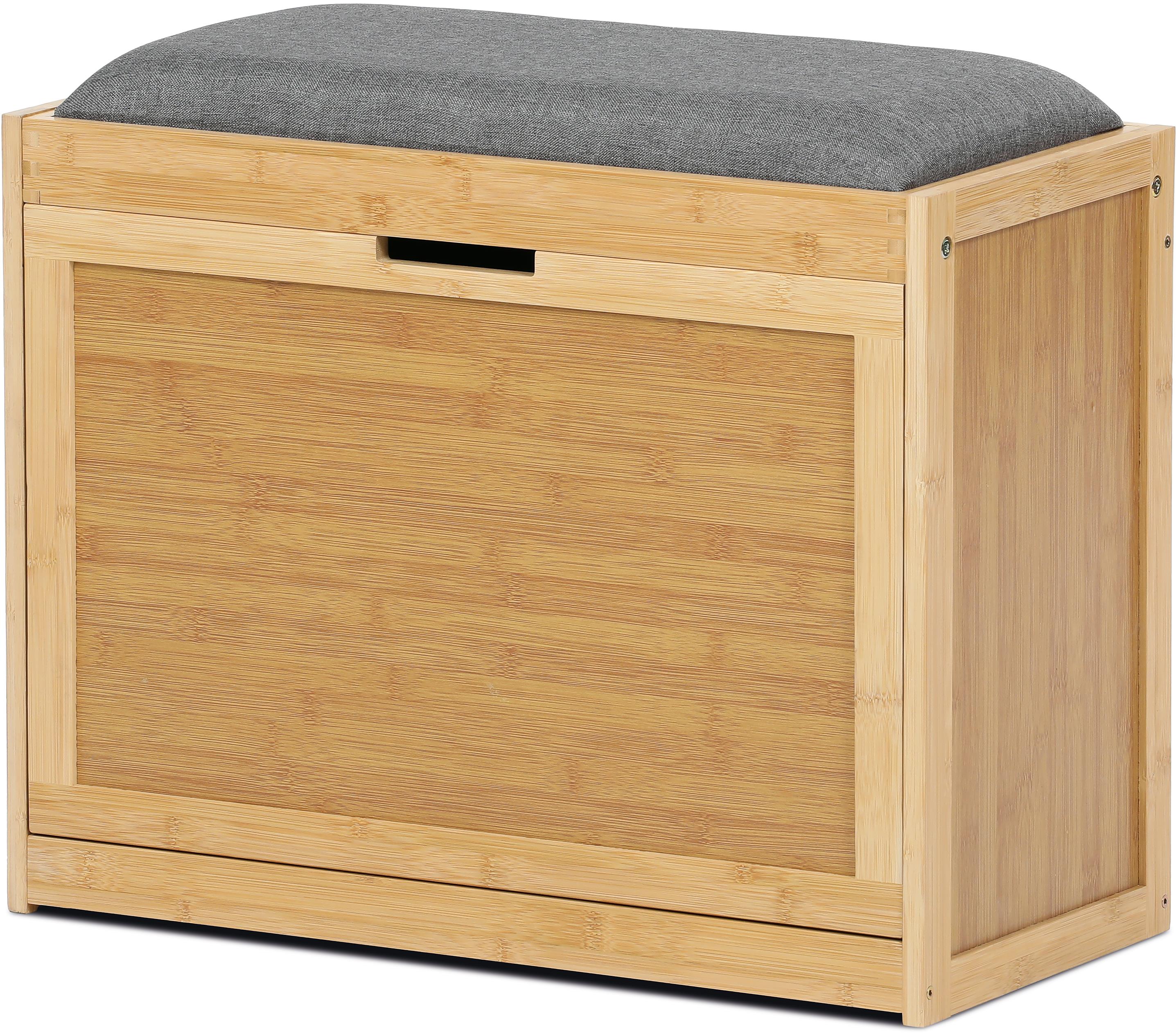 Botník, masív bambus, prírodný odtieň, sivá látka