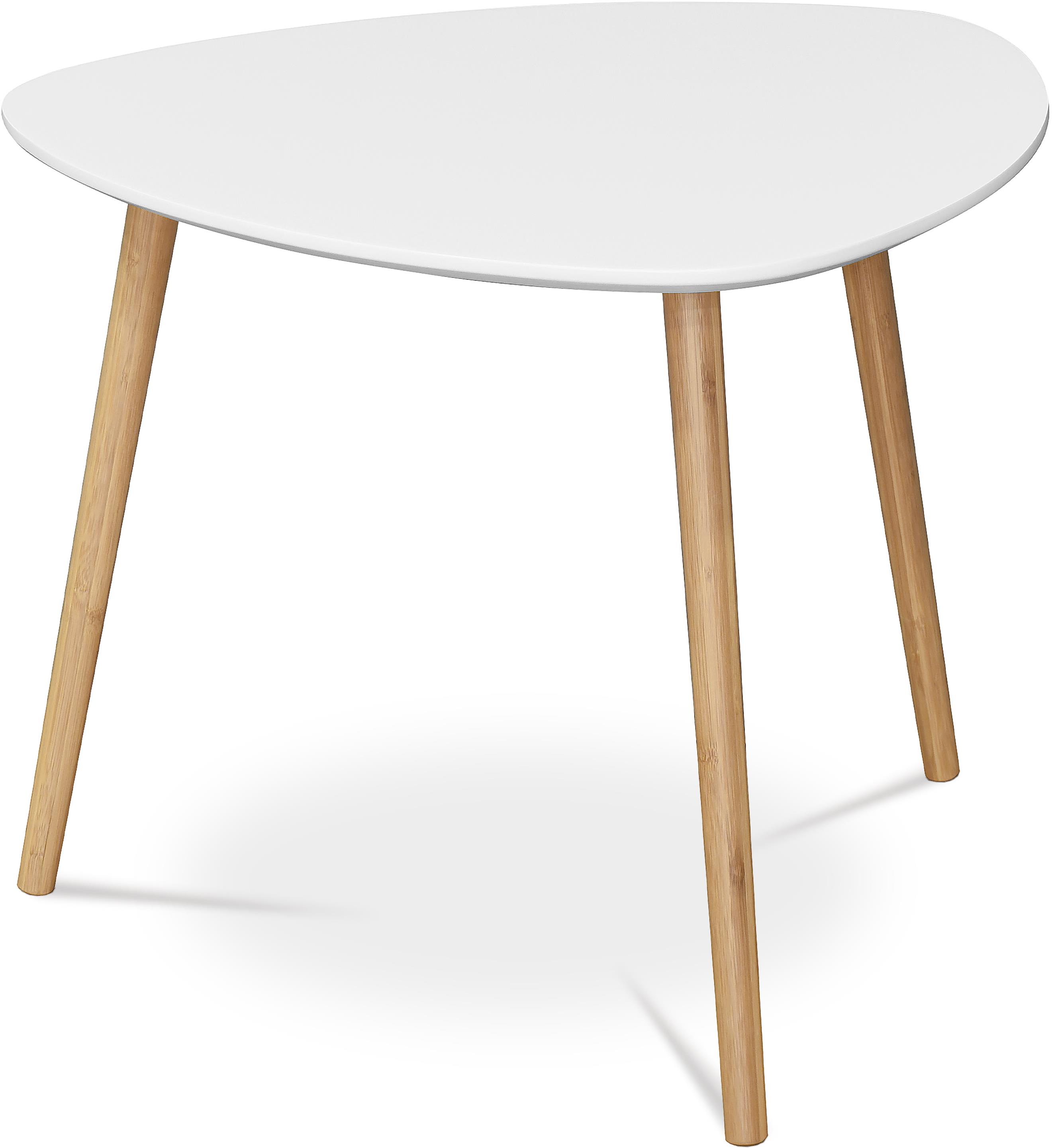 Odkladací stolík 55 × 55 × 45 cm, MDF biela doska, nohy bambus prírodný odtieň