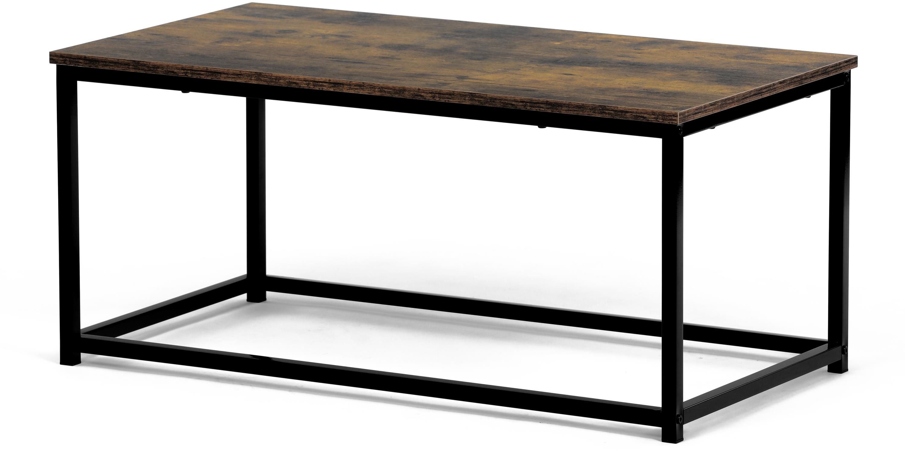 Odkladací stolík, 90 × 48 × 41 cm, MDF, dekor staré drevo, čierny kov